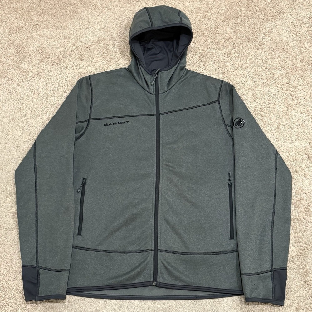 Mammut Hoodie Jacket Mens 2XL Gray Polartec Thermal Pro Fleece Full Zip